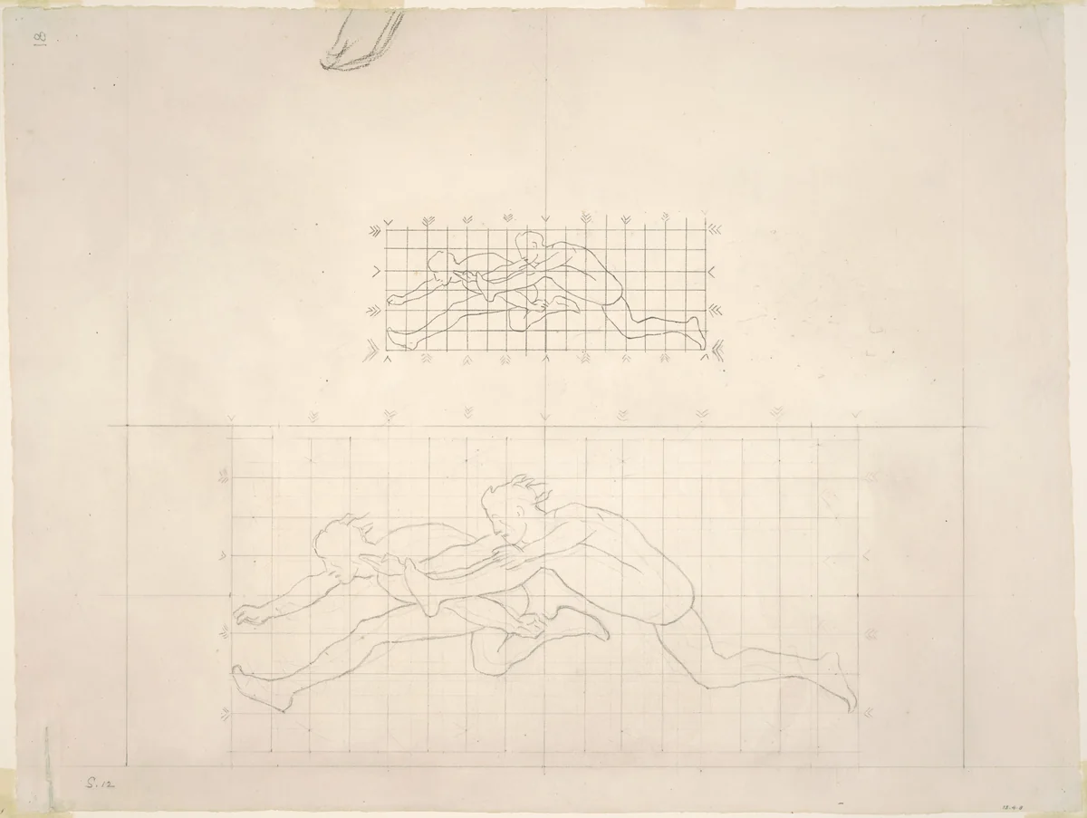 Studies for "Two Classical Male Figures Jumping" by John Singer Sargent, drawing, 1919-1920