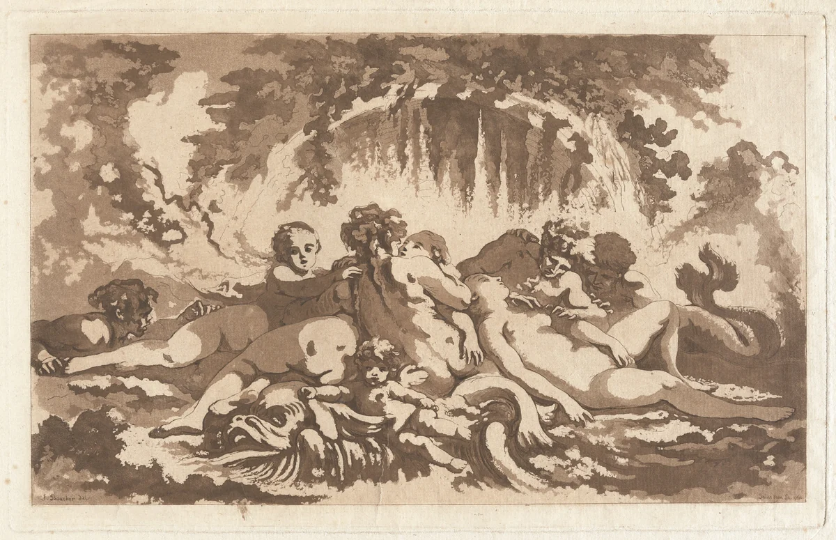 Naiads and Tritons by François Boucher, print, 1766