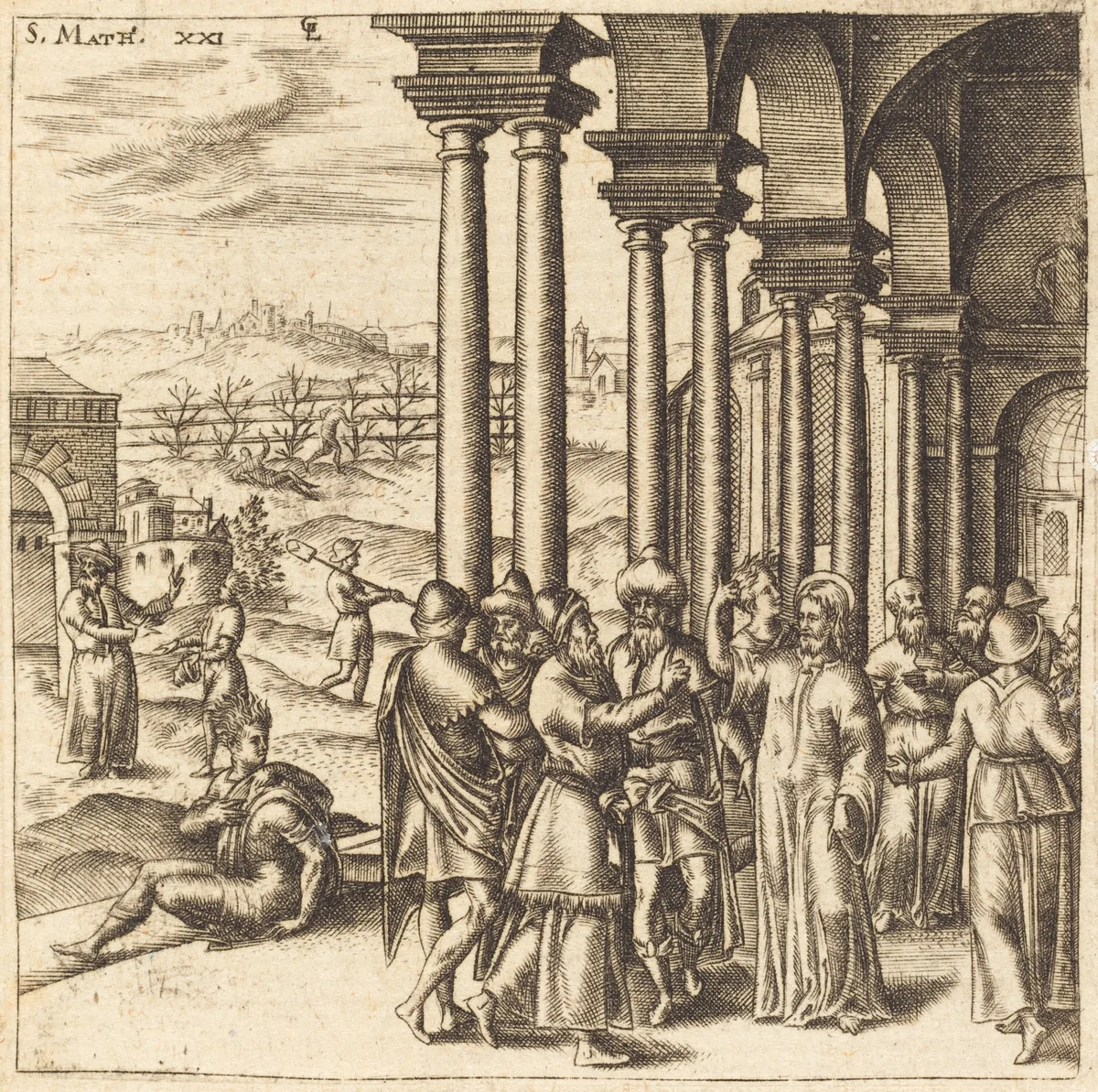 Christ in the Temple by Léonard Gaultier, print, 1576-1580
