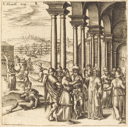 Christ in the Temple by Léonard Gaultier, print, 1576-1580