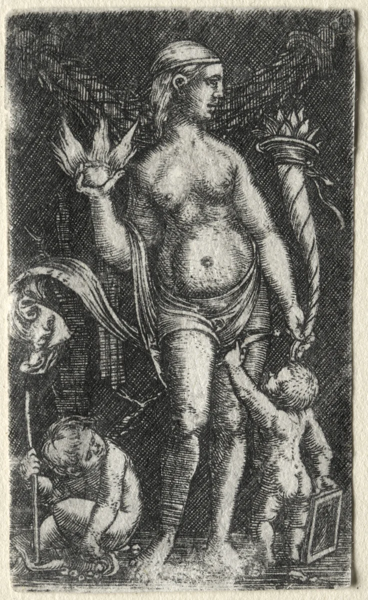Venus between two cupids by Albrecht Altdorfer, print, 1520