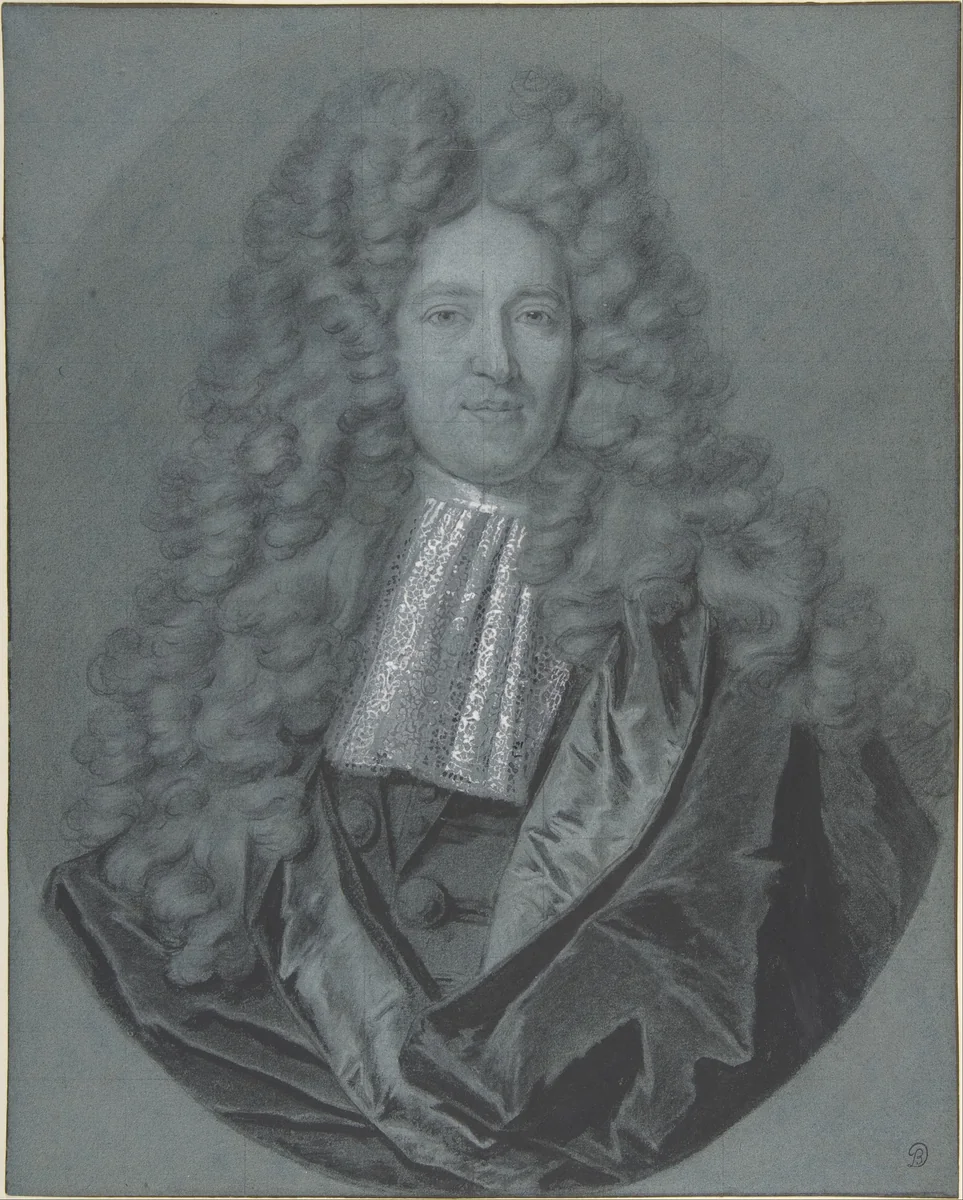 Bust of a Gentleman in an Oval Field by Hyacinthe Rigaud, drawing, 1670-1943