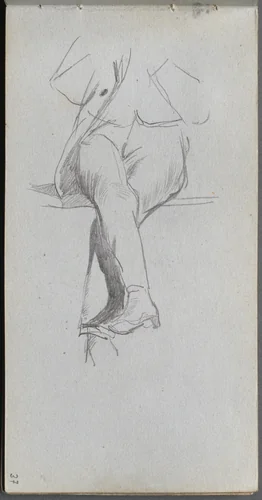 Sketchbook, page 37: Figure Study, crossed legs by Ernest Meissonier, book, 1860-1869