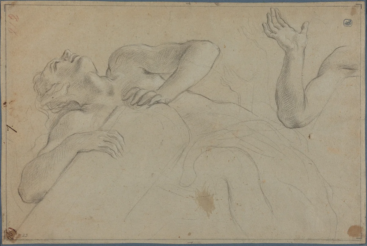 Satyr Leaning on a Column by Anton Domenico Gabbiani, drawing, 1652-1726