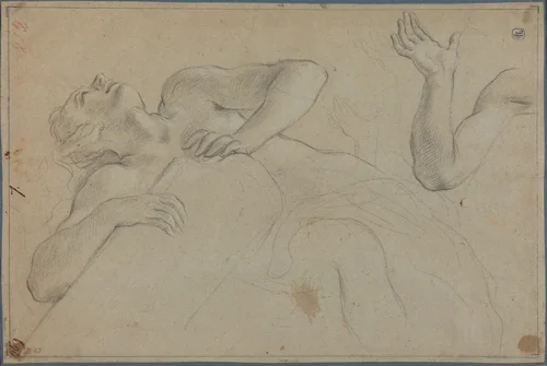 Satyr Leaning on a Column by Anton Domenico Gabbiani, drawing, 1652-1726