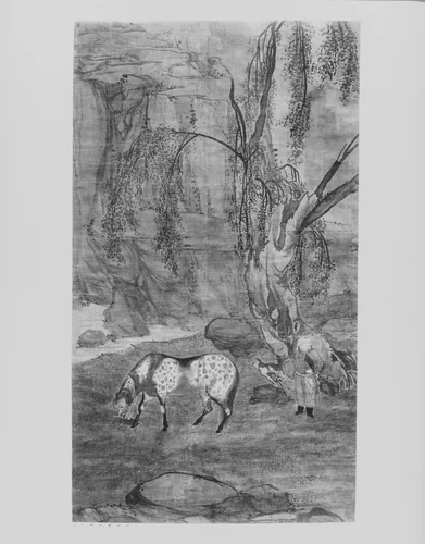 Horse, Groom, and Falcon by Unidentified Artist, painting, 1600-1699