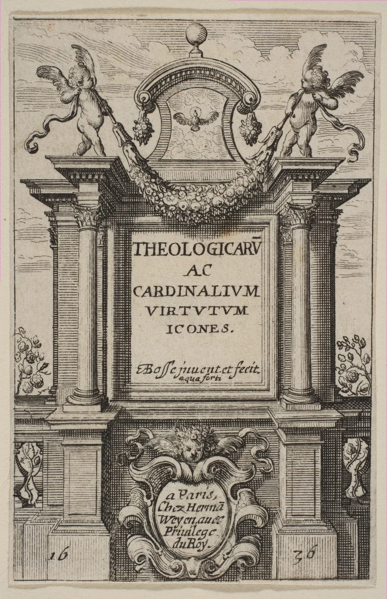 Frontispiece to The Theological and Cardinal Virtues by Abraham Bosse, print, 1636