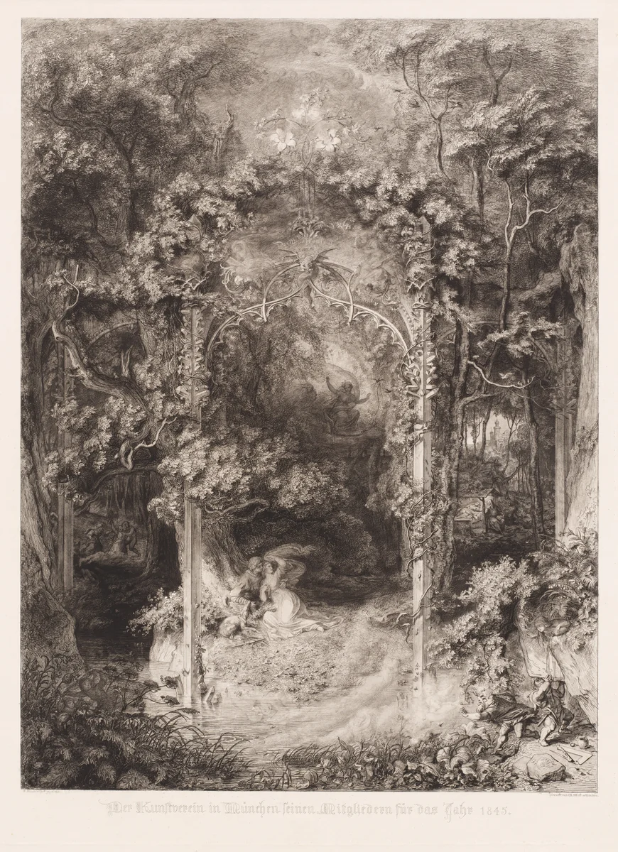 Das Waldfräulein (The Lady of the Forest) by Eugen Napoleon Neureuther; Wendelin Wick, print, 1845