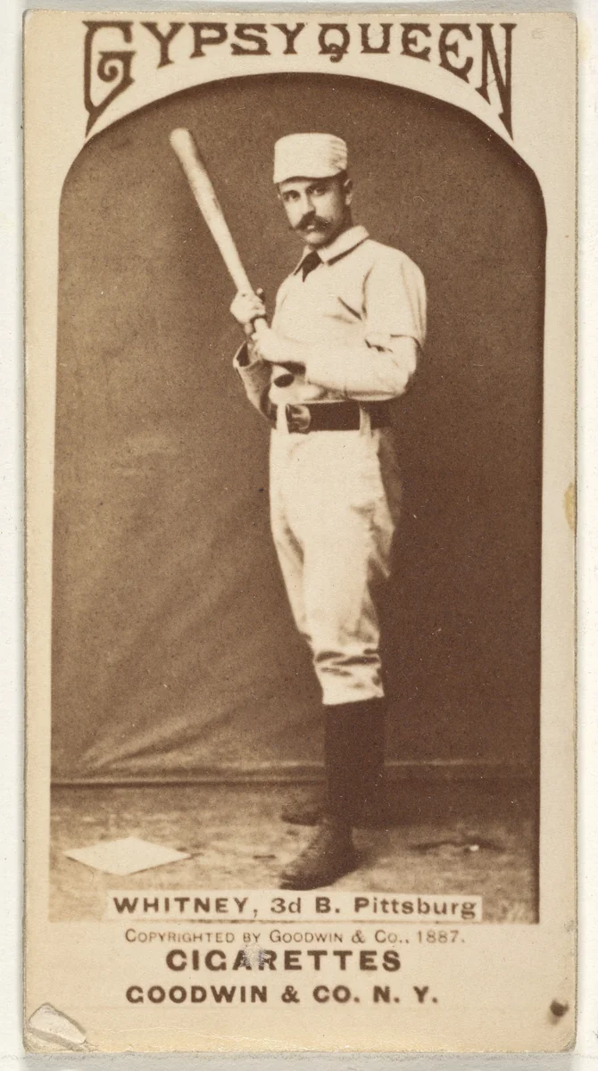 Arthur "Art" Wilson Whitney, 3rd Base, Pittsburgh, from the Old Judge series (N172) for Old Judge and Gypsy Queen Cigarettes by Goodwin & Company, photograph, 1887