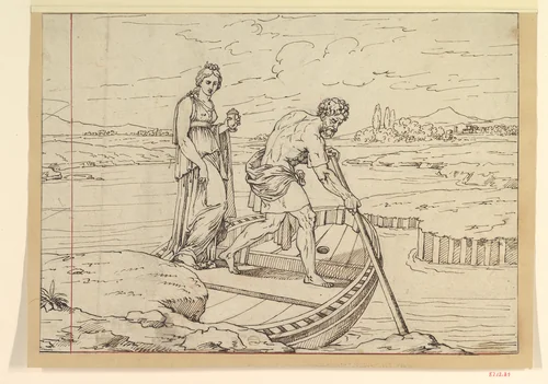 Psyche and Charon (?) by anonymous, drawing, 1800-1899