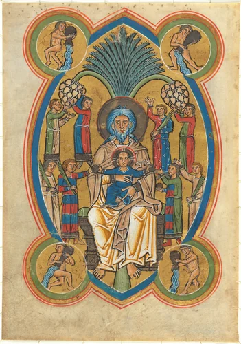 Paradise with Christ in the Lap of Abraham by German 13th Century, drawing, 1239