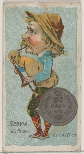 Servia, 20 Paras, from the series Coins of All Nations (N72, variation 2) for Duke brand cigarettes by W. Duke, Sons & Co., print, 1889