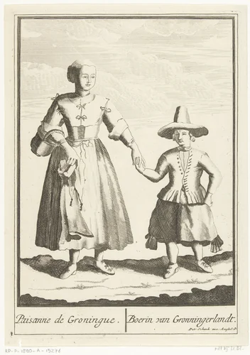 Boerin uit Groningen by Pieter van den Berge, print, 1689-1713
