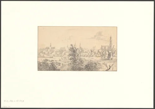 Gezicht op Amsterdam vanaf de Kostverloren Wetering bij de Kattensloot by anonymous, drawing, 1655-1699