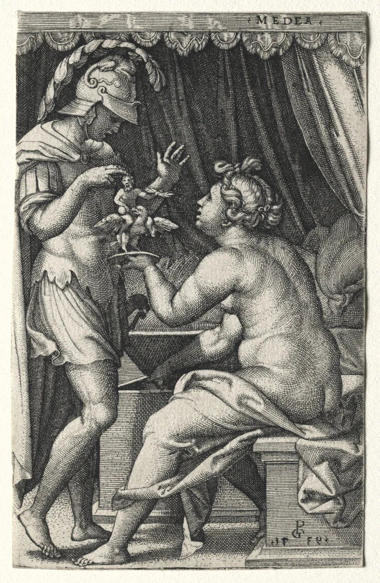 Medea and Jason by Georg Pencz, print, 1539