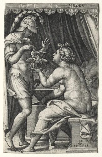 Medea and Jason by Georg Pencz, print, 1539