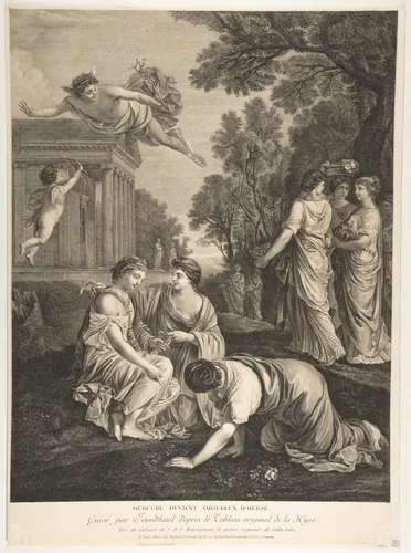 Mercury and Herse by François Jourd'heuil, print, 1620-1953