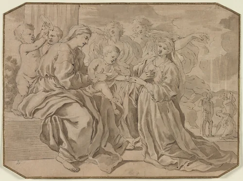 Mystic Marriage of St. Catherine by Nicolas Poussin, drawing