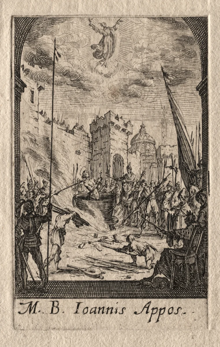 The Martyrdom of the Apostles: St. John the Evangelist by Jacques Callot, print, 1627-1637