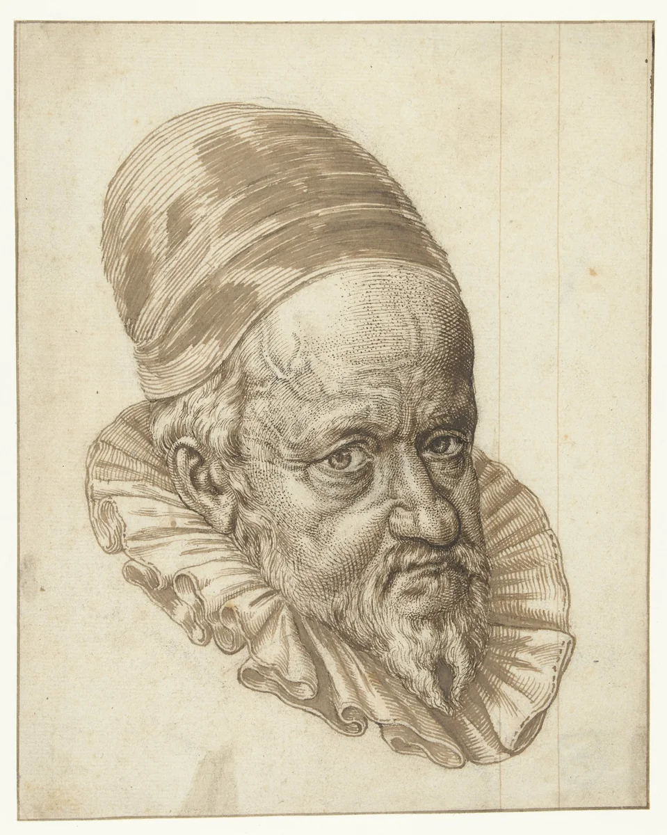 Portret van Sigismund Feyerabend by Theodor de Bry, drawing, 1595-1598