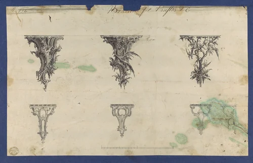 Brackets for Bustos, in Chippendale Drawings, Vol. I by Thomas Chippendale, drawing, 1754