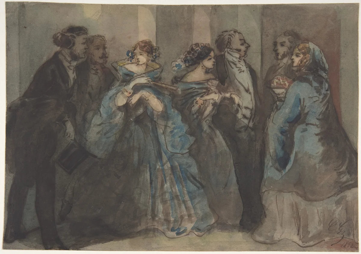 Leaving the Theater by Constantin Guys, drawing, 1815-1892