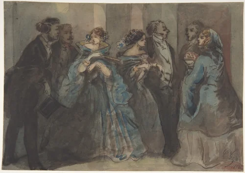 Leaving the Theater by Constantin Guys, drawing, 1815-1892