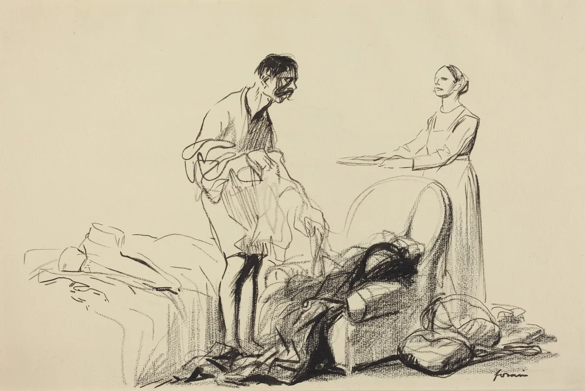 Le démobilisé by Jean-Louis Forain, drawing, 1914-1919
