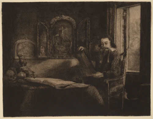 Abraham Francen by Rembrandt van Rijn, print, 1657