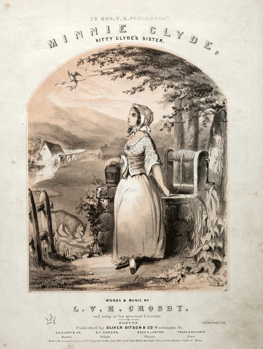 Minnie Clyde - Sheet Music Cover by Winslow Homer, print, 1857