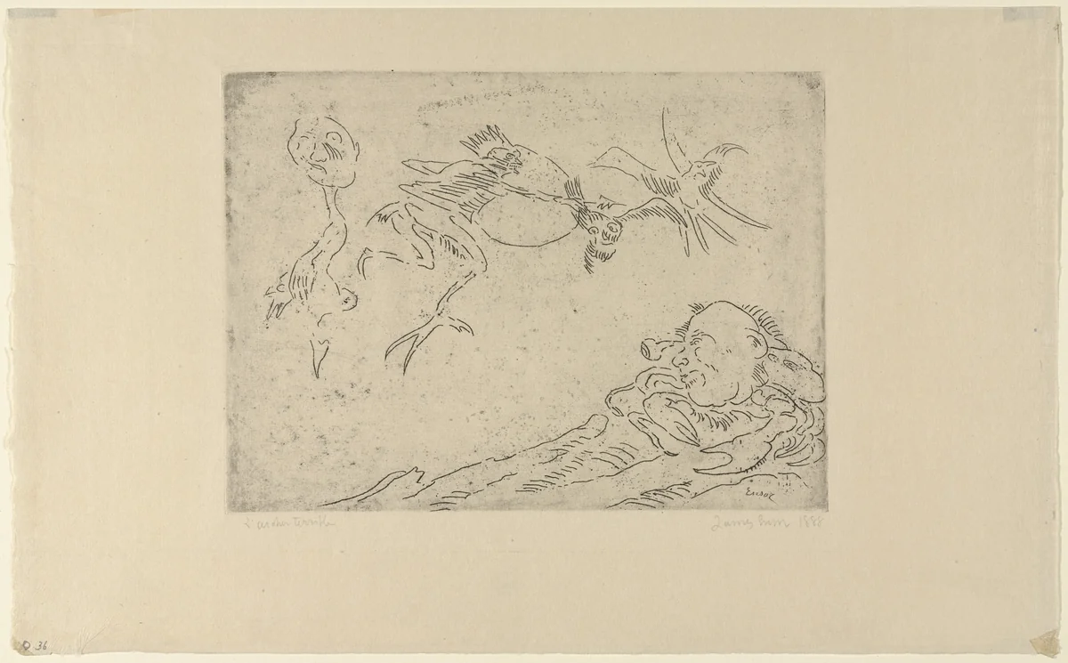 The Terrible Archer (L'archer terrible) by James Ensor, print, 1888
