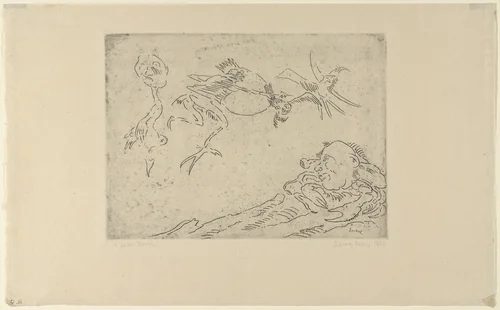 The Terrible Archer (L'archer terrible) by James Ensor, print, 1888