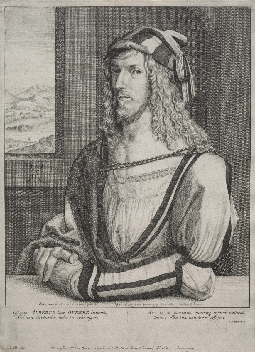 Portrait of Albrecht Dürer, at the age of 26 by Wenceslaus Hollar, print, 1645