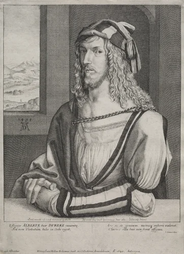 Portrait of Albrecht Dürer, at the age of 26 by Wenceslaus Hollar, print, 1645