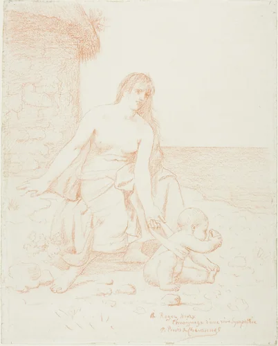 Fisherman's Family by Pierre Puvis de Chavannes, drawing, 1878-1888