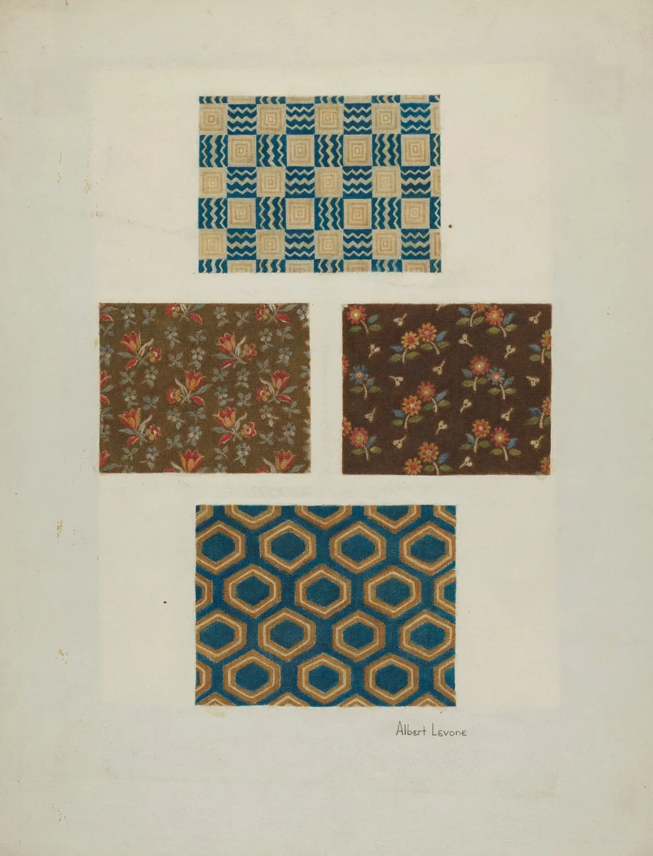 Cloth Samples by Albert Levone, index of american design, 1940