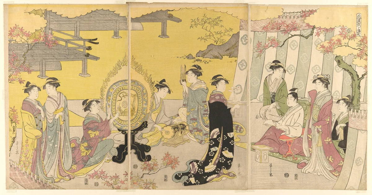 Momiji no ga, from the series "A Fashionable Parody of the Tale of Genji (Furyu yatsushi Genji)" by Chobunsai Eishi, print, 1784-1799