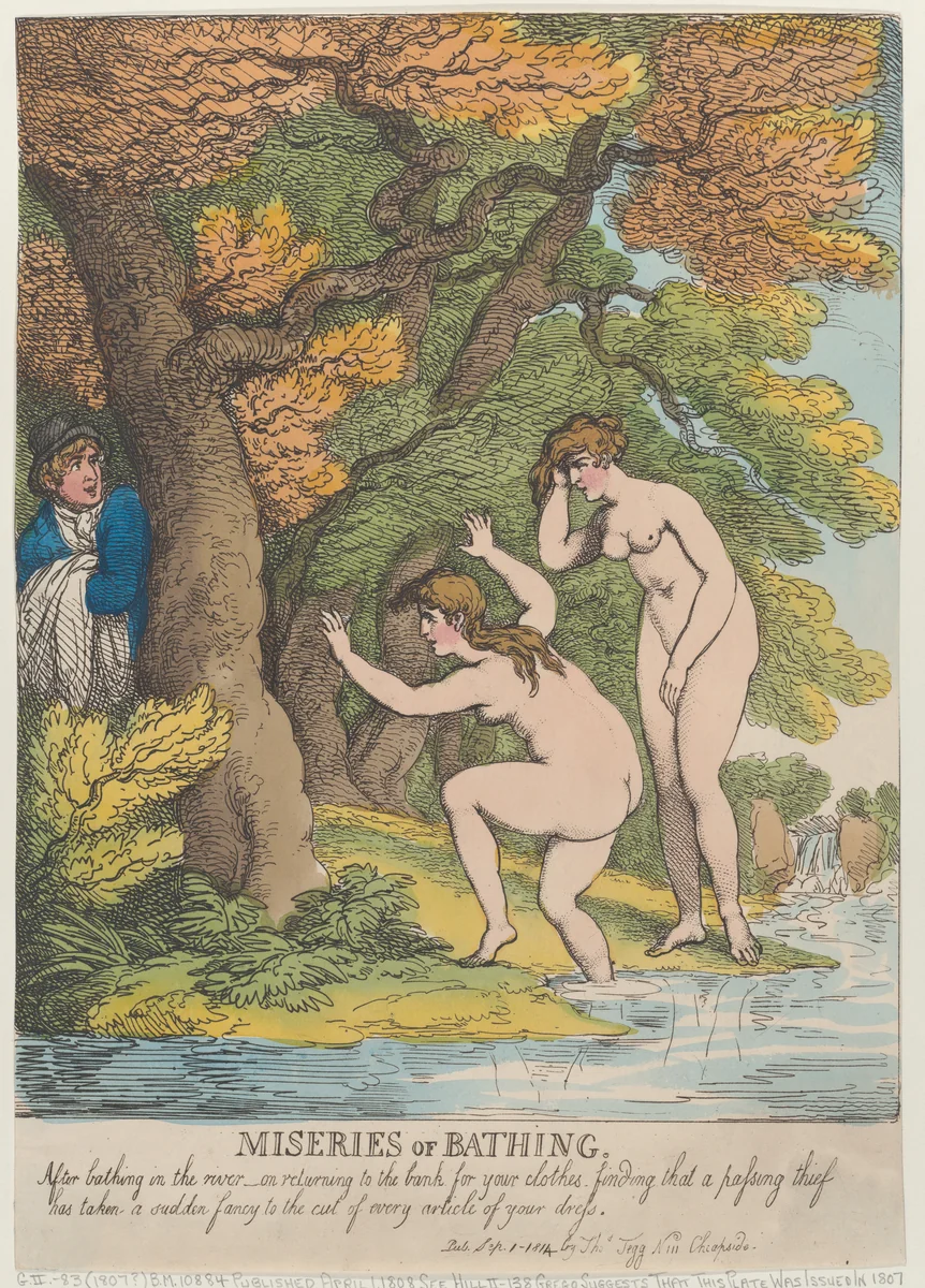 Miseries of Bathing by Thomas Rowlandson, print, 1808-1814