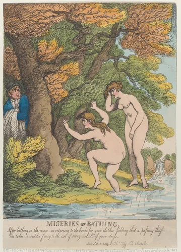 Miseries of Bathing by Thomas Rowlandson, print, 1808-1814