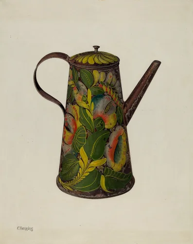 Toleware Coffee Pot by Charles Henning, index of american design, 1935-1942