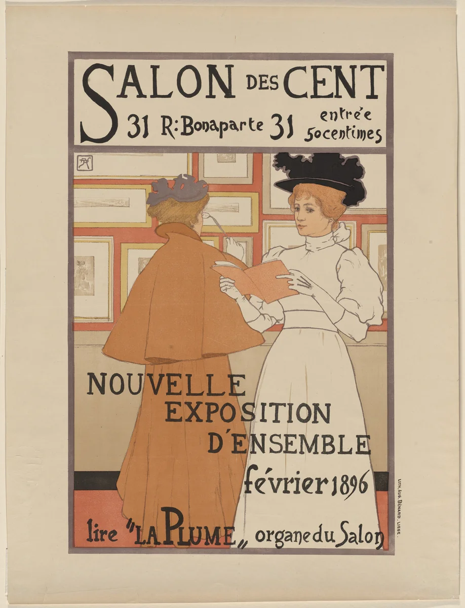 Salon des Cent, Nouvelle exposition d'ensemble, février 1896 by Armand M. Rassenfosse, design, 1895