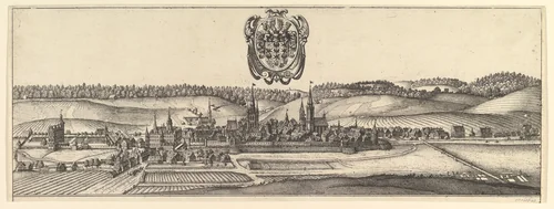 Ansbach and Coburg, View (a) of two views (a&b). by Wenceslaus Hollar, print, 1627-1636