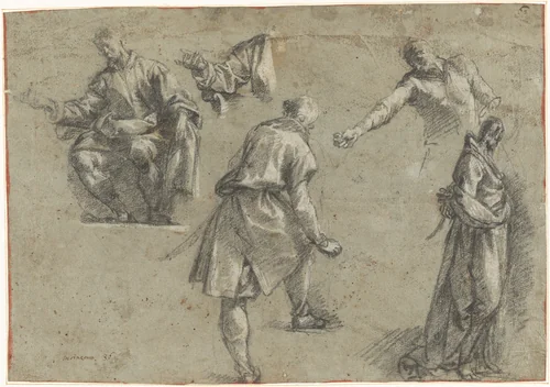 Studies for Christ Before Caiaphas by Pier Francesco Mazzucchelli, drawing, 1608-1609