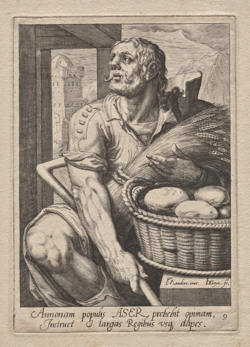 Plate 9: Asher by Jacob de Gheyn II, print, 1584-1594