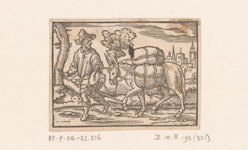 Fabel van de ezel en zijn meesters by Virgilius Solis, print, 1566