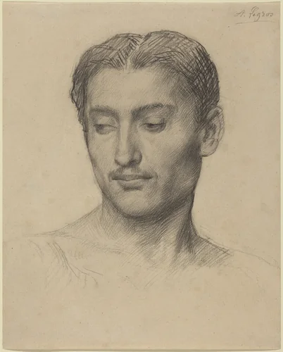 Head of a Young Man by Alphonse Legros, drawing, 1837-1911