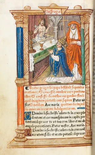 Printed Book of Hours (Use of Rome): fol. 96v, Mass of St. Gregory by Guillaume Le Rouge, book, 1510