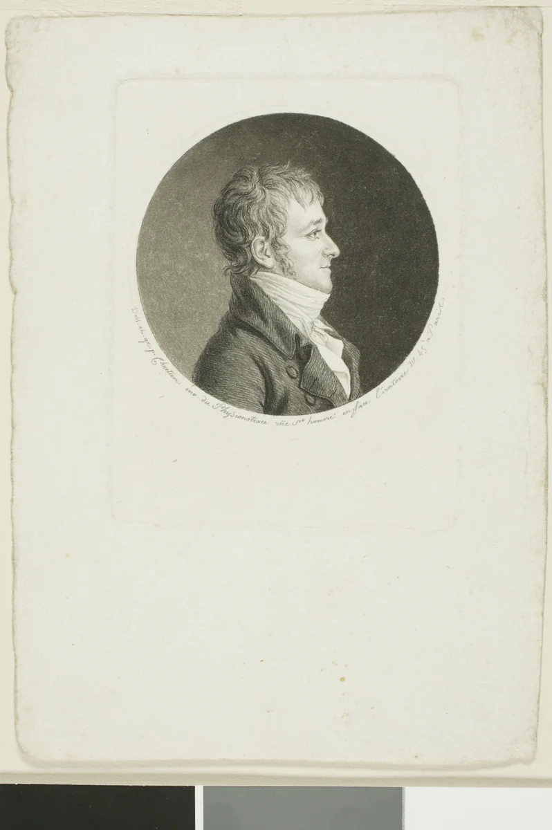 Portrait of a Man with Brown Hair by Giles Louis Chrétien, print, 1774-1811