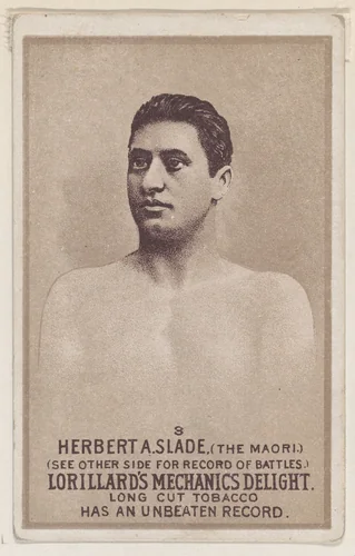 Card 3, Herbert A. Slade, The Maori, from the Prizefighters series (N269) issued by P. Lorillard Company to promote Mechanics Delight Long Cut Tobacco by P. Lorillard Company, print, 1887