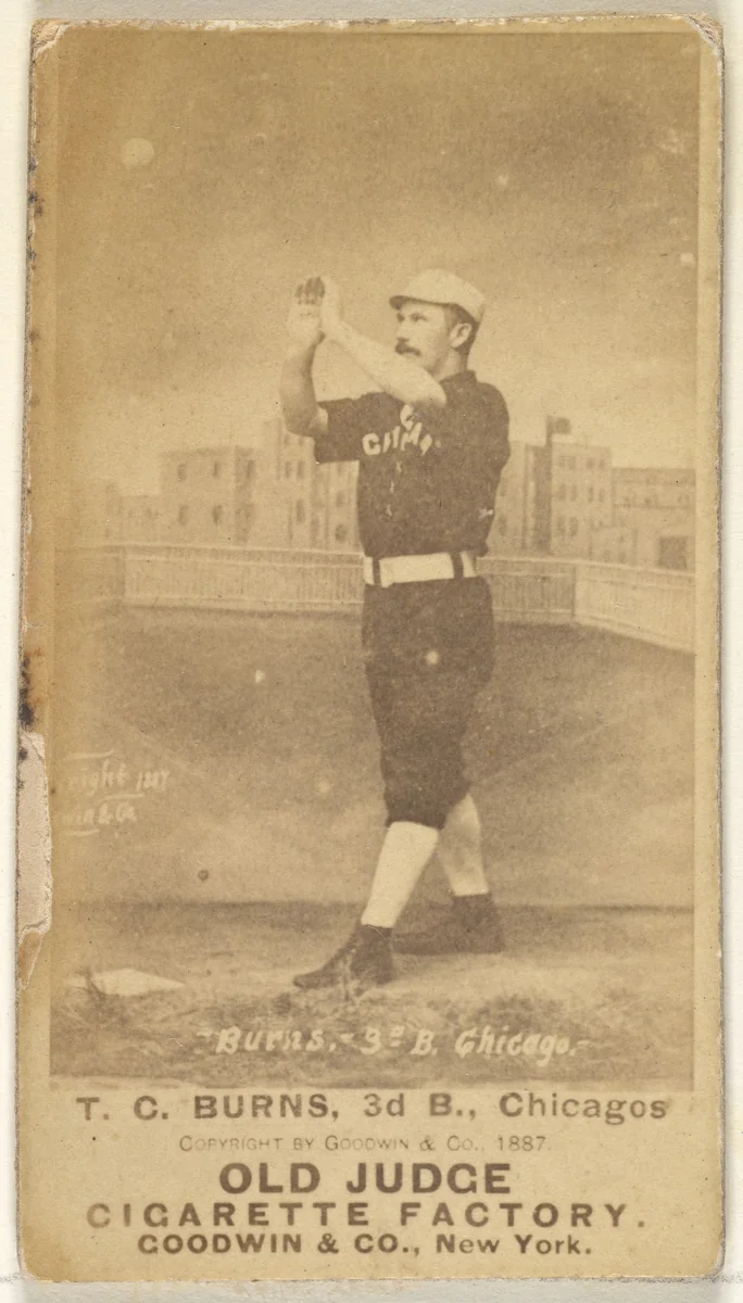 T.C. Burns, 3rd Base, Chicago, from the Old Judge series (N172) for Old Judge Cigarettes by Goodwin & Company, photograph, 1887